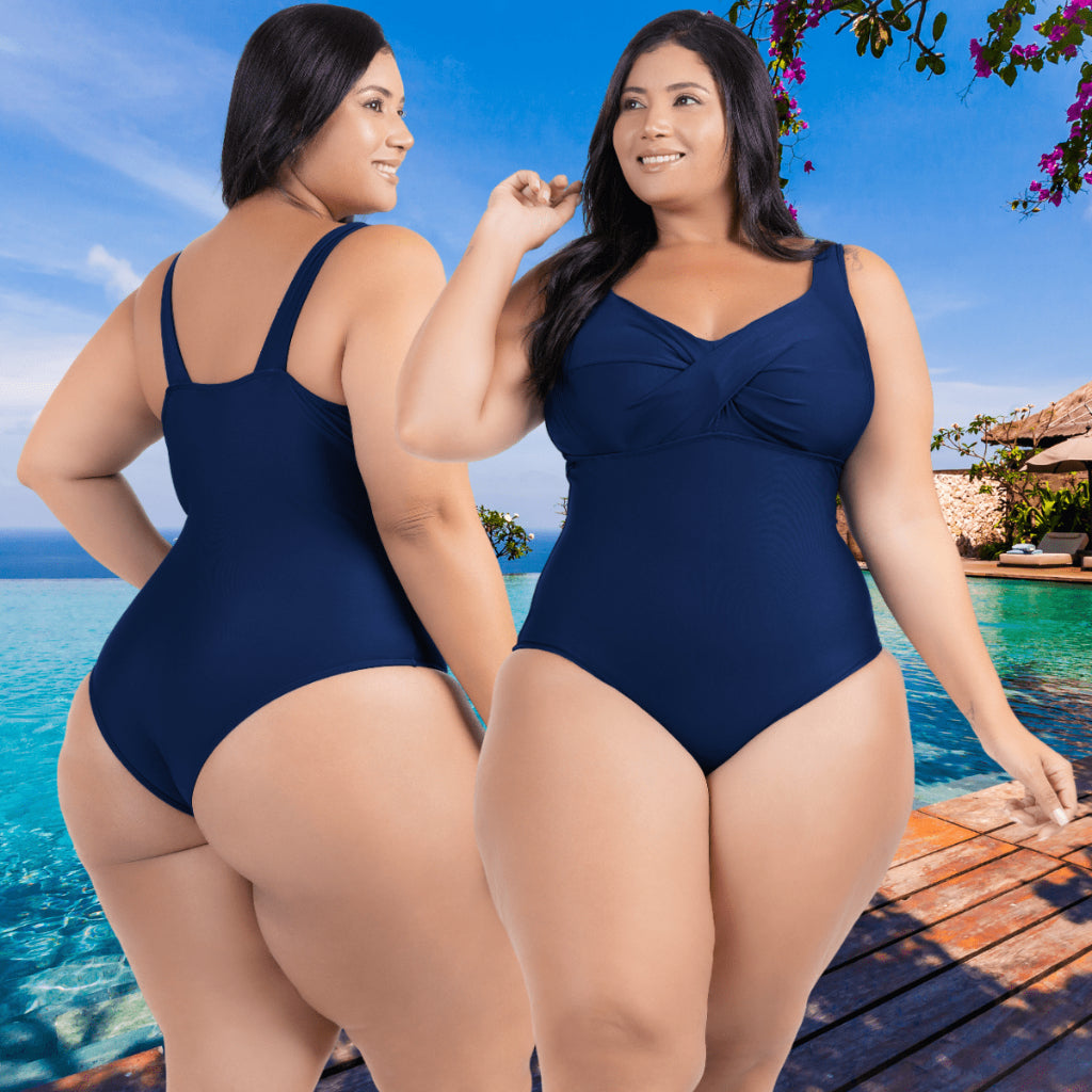Maiô Plus Size Curvea Modela Cintura Liso