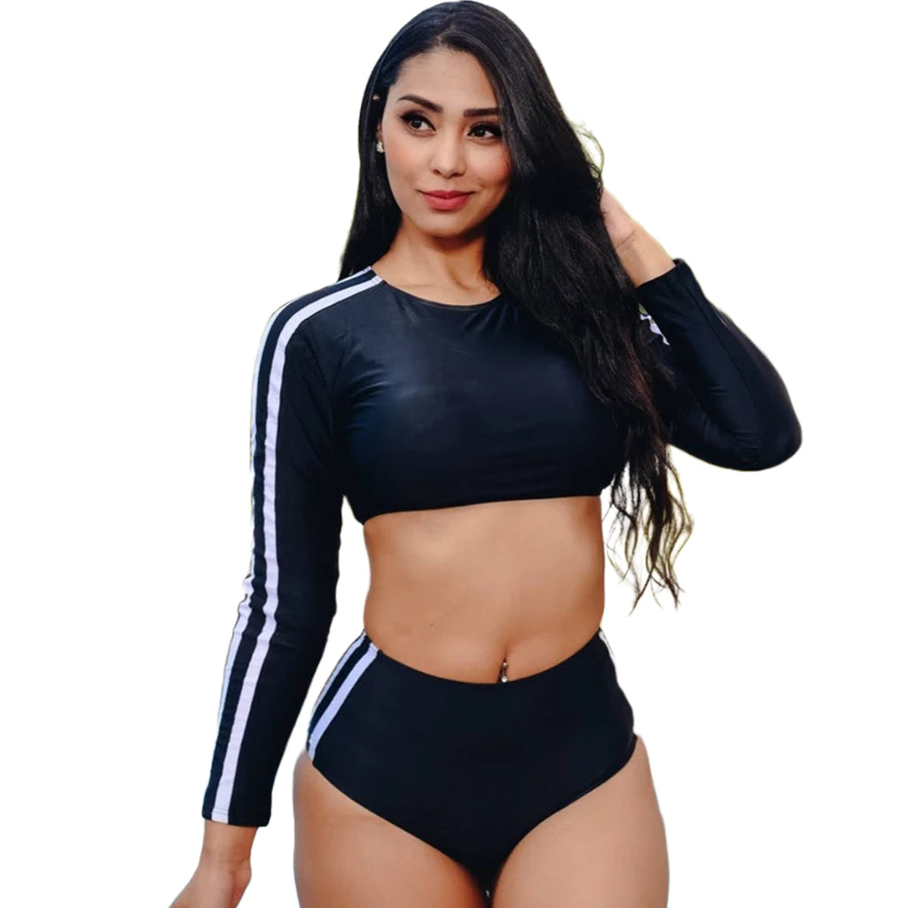 Biquíni Top Cropped Manga Longa Com Proteção U.V Luciana