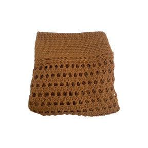 Saida Praia Saia Crochê Tricot com Cordão Lateral Fenda Festival