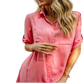 Saida de Praia Max Camisa Camisão Chemise Manga Longa Verão Leve