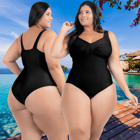 Maiô Plus Size Curvea Modela Cintura Liso