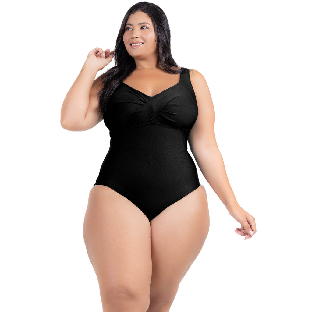Maiô Plus Size Curvea Modela Cintura Liso